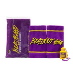 PACK MUÑEQUERA VIOLETA + LLAVERO A JUEGO